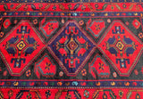 Geometric tribal design hand knotted Persian Zanjan rug 195x125cm
