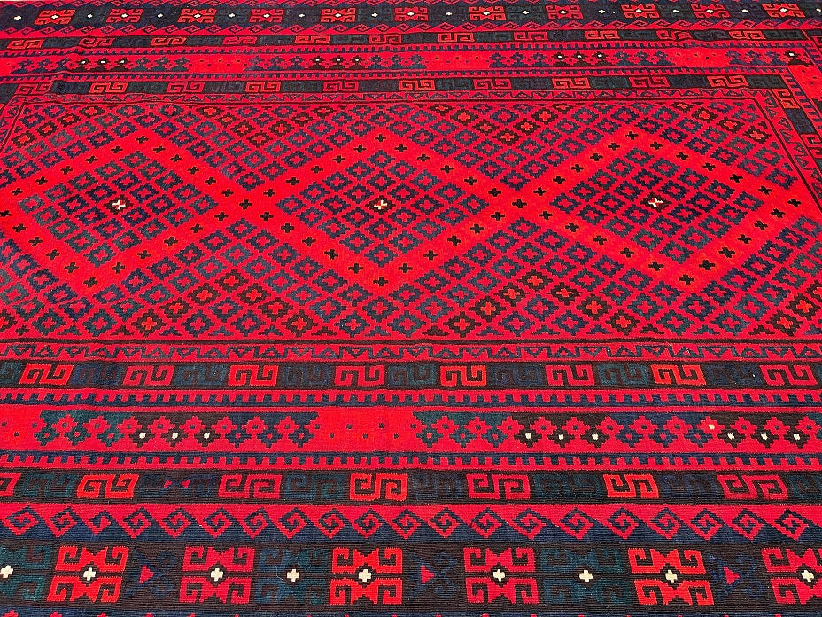 4.15x2.5m Vintage Afghan Meymaneh Kilim Rug