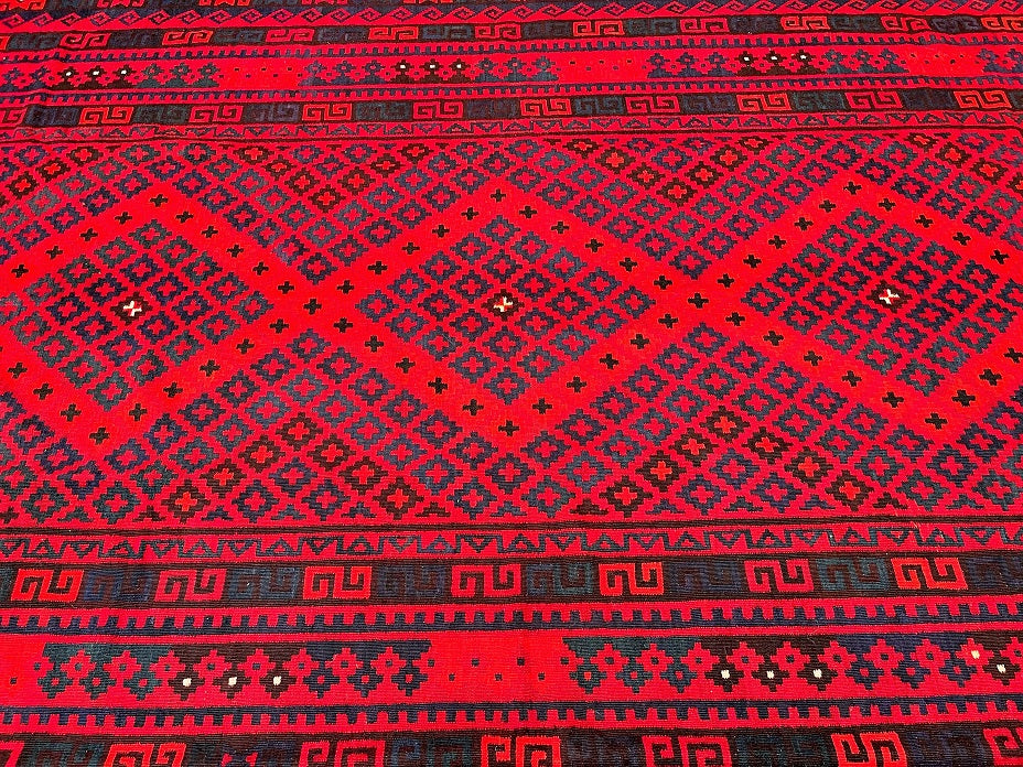 4.15x2.5m Vintage Afghan Meymaneh Kilim Rug