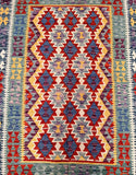 Room size wool hand woven Afghan Waziri kilim rug 207x155cm