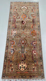 Vase Design Floral Design Afghan Chobi Hall Runner Rug, Revival Of Art Deco Pattern.