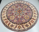 Full Room Size Genuine Hand Knotted Afghan Kazak Round Rug 2.5x2.5m