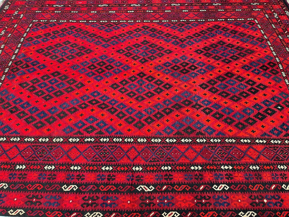 3.9x2.9m Tribal Afghan Meymaneh Kilim Rug