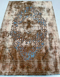 Unique pure wool handmade vintage Persian Kashan rug 150x100cm Perth