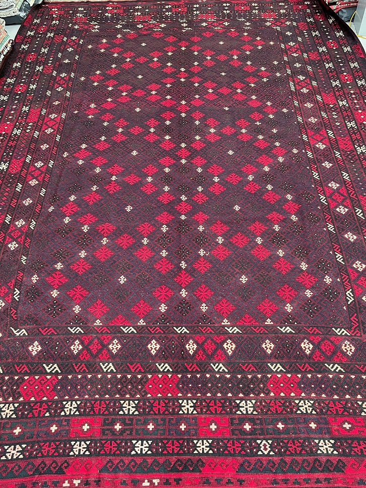 4.5x3.1m Tribal Afghan Meymaneh Kilim Rug
