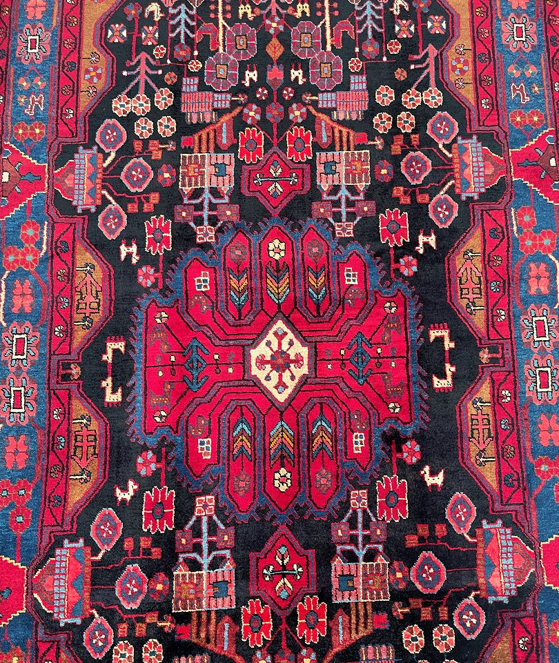 3.35x1.65m Tribal Nahavand Persian Rug