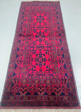 2m Wool Authentic Hand Knotted Tribal Afghan Kunduz Hall Runner
