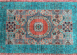 Pure wool Mamluk design handmade Afghan super Kazak rug 158x101cm