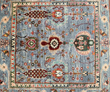 Square Size Wool Hand Knotted Afghan Chobi Rug 1x1m