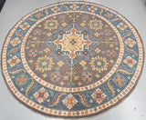 Full Room Size Wool Hand Knotted Afghan Kazak Round Rug 2.5x2.5m