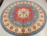 Full Room Size Genuine Hand Knotted Afghan Kazak Round Rug 2.5x2.5m At Persian Rug Warehouse WA In Perth.