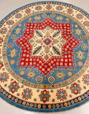 Round Afghan Kazak Rug 2.5x2.5m For Australian Homes.