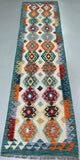 3m Long Wool Hand Woven Afghan Kyber Kilim Hall Runner Rug