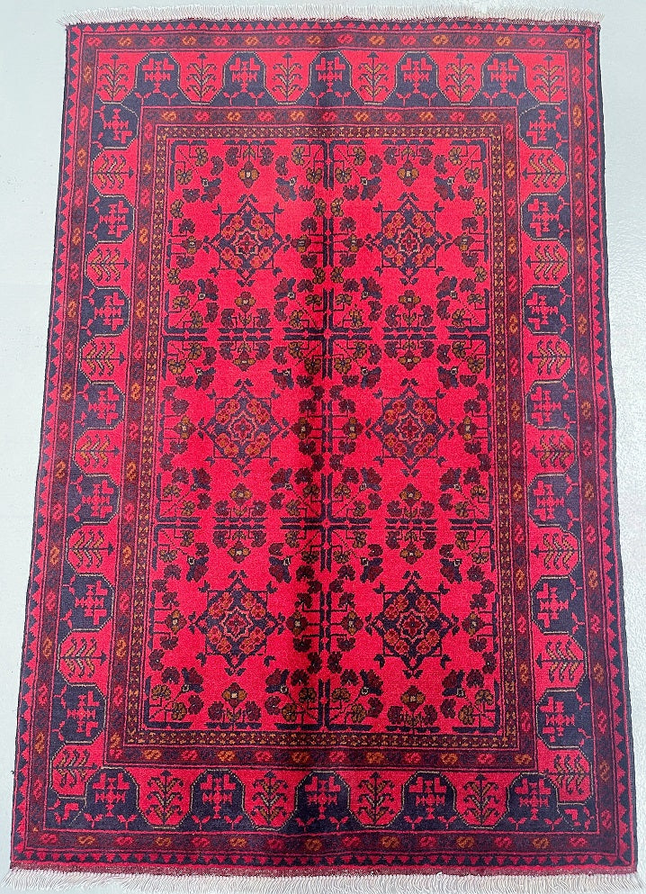 Pure Wool Genuine Handmade Tribal Afghan Kunduz Rug 149x99cm Australia