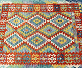 Pure wool Boho design handmade Afghan Aryana kilim rug 200x152cm