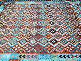 Massive room size wool Boho hand woven Afghan Aryana kilim rug 4x3m Perth