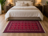 Pure wool tribal hand knotted Afghan Bashiri rug 185x119cm