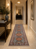 Pure wool handmade Afghan Chobi hall runner rug 290x82cm