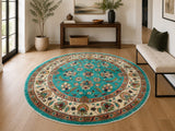Room Size Pure Wool Hand Knotted Afghan Chobi Round Rug 2x2m
