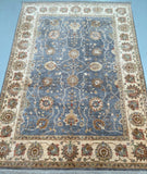 Room size muted blue tone wool handmade Afghan Chobi rug 241x175cm Perth