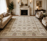 Full room size beige tone wool handmade Afghan Chobi rug 3x2m