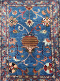 Door Mat Size Wool Hand Knotted Afghan Chobi Rug 93x65cm
