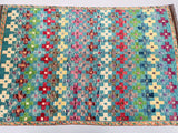 Vibrant tone woolen Moroccan style handmade Afghan Gabbeh rug 1.4x1m Perth