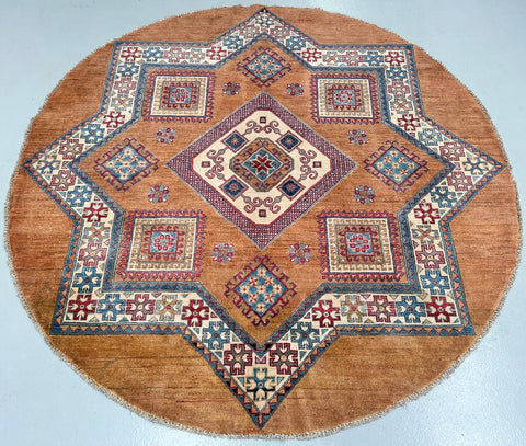 files/afghan-kazak-round-rug-200x199cm-camel-blue-handknotted.jpg