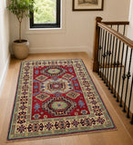 Pure wool tribal hand knotted Afghan Kazak rug 1.5x1m