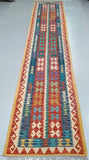 3.9m long pure wool handmade Afghan Kyber kilim hall runner rug Perth