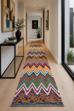 4m long pure wool handmade Afghan Kyber kilim hall runner rug