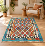 Pure Wool Boho Hand Woven Afghan Aryana Kilim Rug 177x130cm