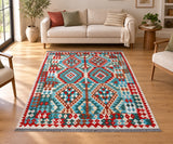 Pure wool hand woven Afghan Kyber kilim rug 190x158cm Perth