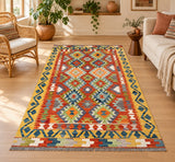 Decorative Wool Hand Woven Afghan Aryana Kilim Rug 212x127cm
