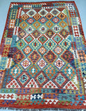 Full room size wool hand woven Afghan Kyber kilim rug 3x2m at Persian rug warehouse WA in Perth.