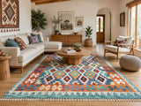 Full Room Size Wool Hand Woven Afghan Khyber Kilim Rug 2.9x2m