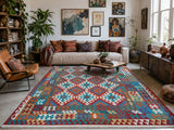 Full room size wool hand woven Afghan Waziri kilim rug 325x201cm