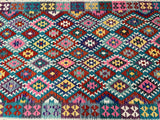 Full room size wool Boho handmade Afghan Kyber kilim rug 306x193cm