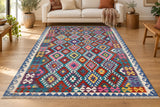 Full room size wool Boho handmade Afghan Kyber kilim rug 306x193cm Australia