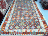 Massive room size pure wool hand woven Afghan Aryana kilim rug 4.9x3m at Persian rug warehouse WA in Perth