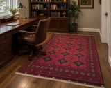 Full room size Merino wool hand knotted Afghan Kunduz rug 3x1.9m