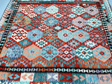 Large Room Size Wool Hand Woven Afghan Kyber Kilim Rug 292x252cm