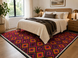 Full room size wool hand woven Afghan Meymaneh Kilim rug 287x188cm
