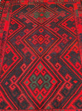 Large room size woolen handmade Afghan Meymaneh kilim rug 3.5x2.6m