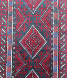 Wool Hand Woven Afghan Mishwani Balouchi Narrow Hall Runner 231x65cm 