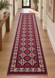 3m long Merino wool hand knotted Afghan Roshnai hall runner rug Perth