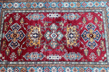 Fine lambs wool Caucasian design handmade Afghan royal Kazak rug 188x123cm