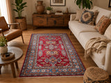 Fine lambs wool Caucasian design handmade Afghan royal Kazak rug 188x123cm Perth