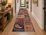 Lambs wool hand knotted Afghan super Kazak hall runner rug 303x82cm Perth