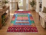 Pure Wool Gabbeh Design Hand Knotted Afghan Super Kazak Rug 1.9x1.2m
